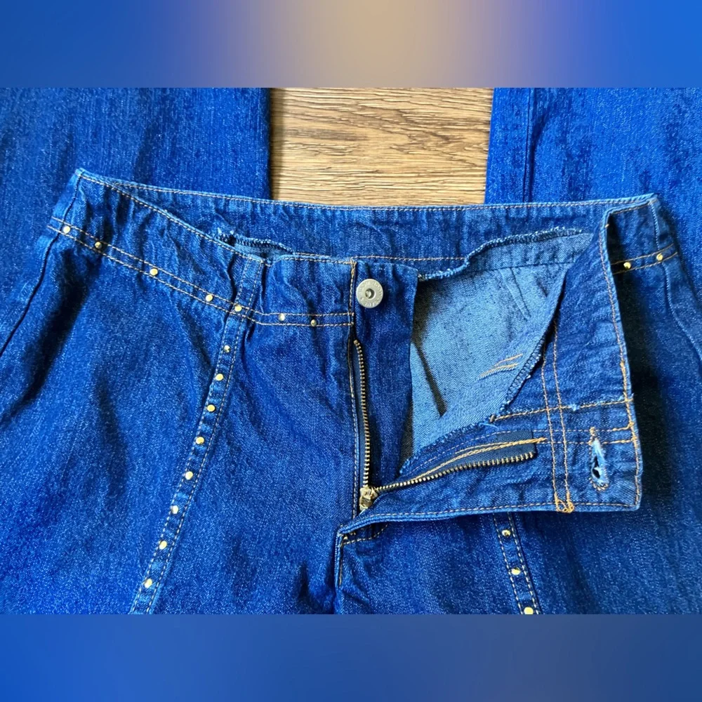Vintage '80s Carabella Boom Boom Studded Flare Jeans Blue Denim Cotton Medium